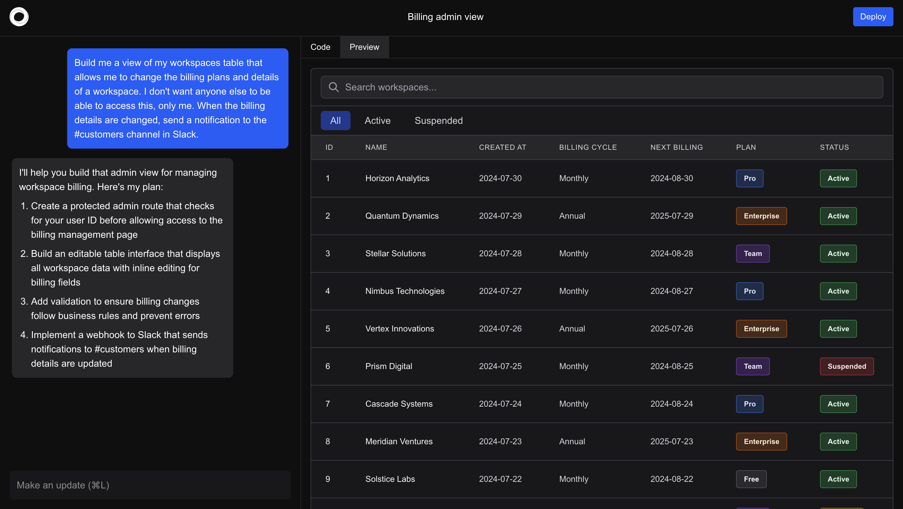 Application preview